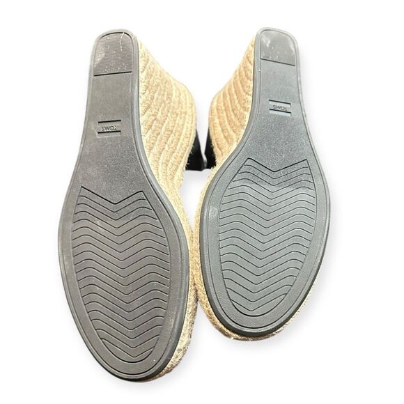 TOMS Women’s Black Canvas Marisol Espadrille Wedge Sandals Size 10 - Picture 9 of 9